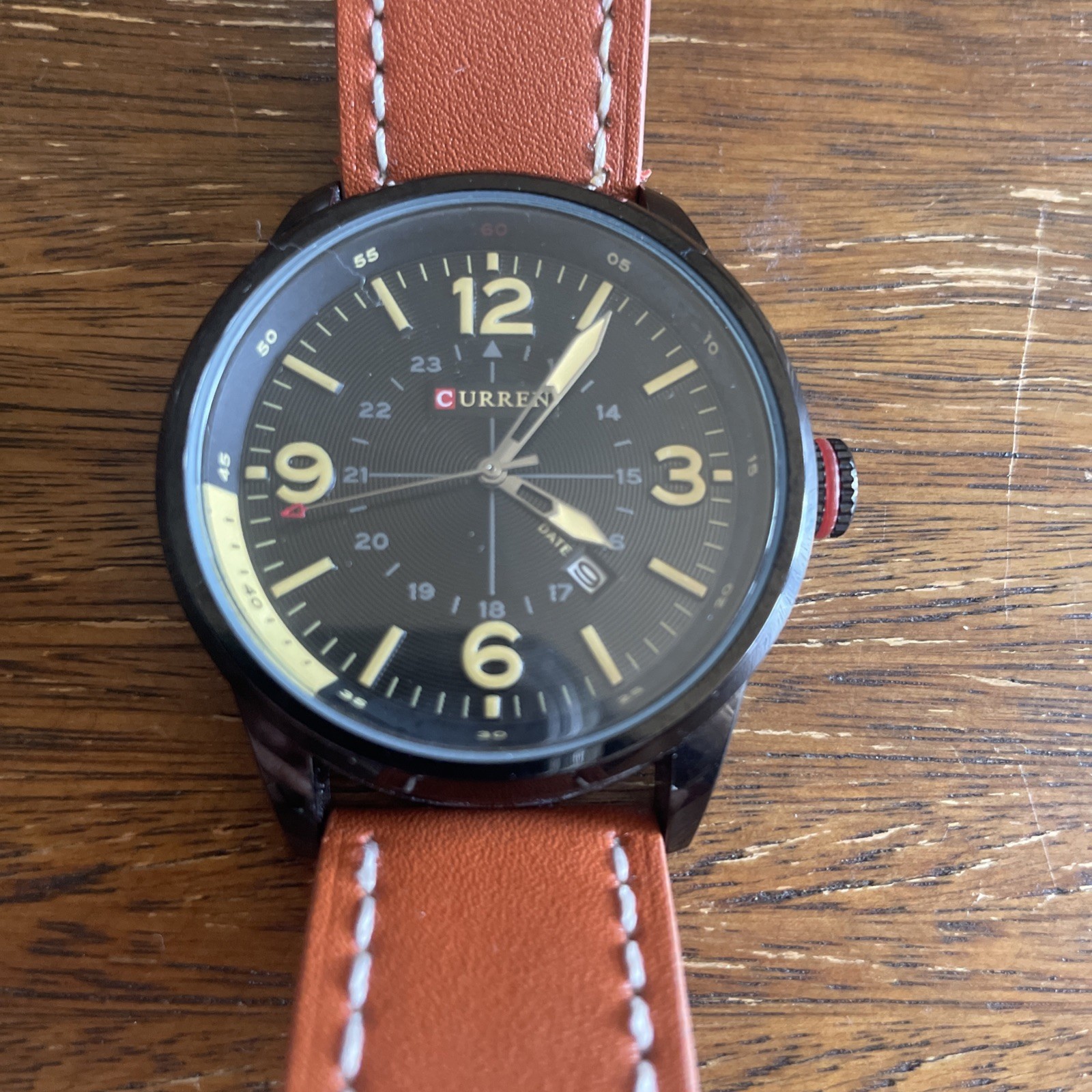 Men’s Curren M:8215 Black Tone Leather Strap Quartz Date Watch New Battery