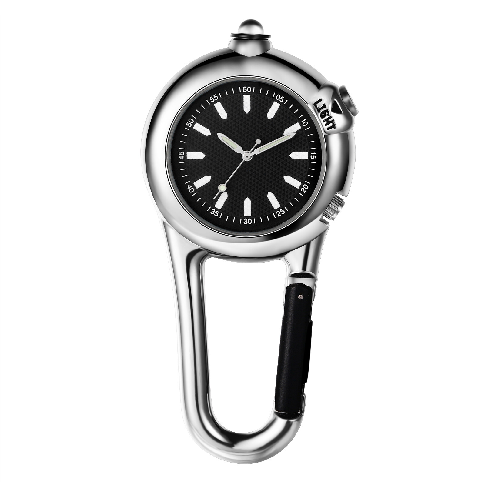 Outdoors Carabiner Luminous Clip-On Backpack Belt Fob Quartz Watch With Light