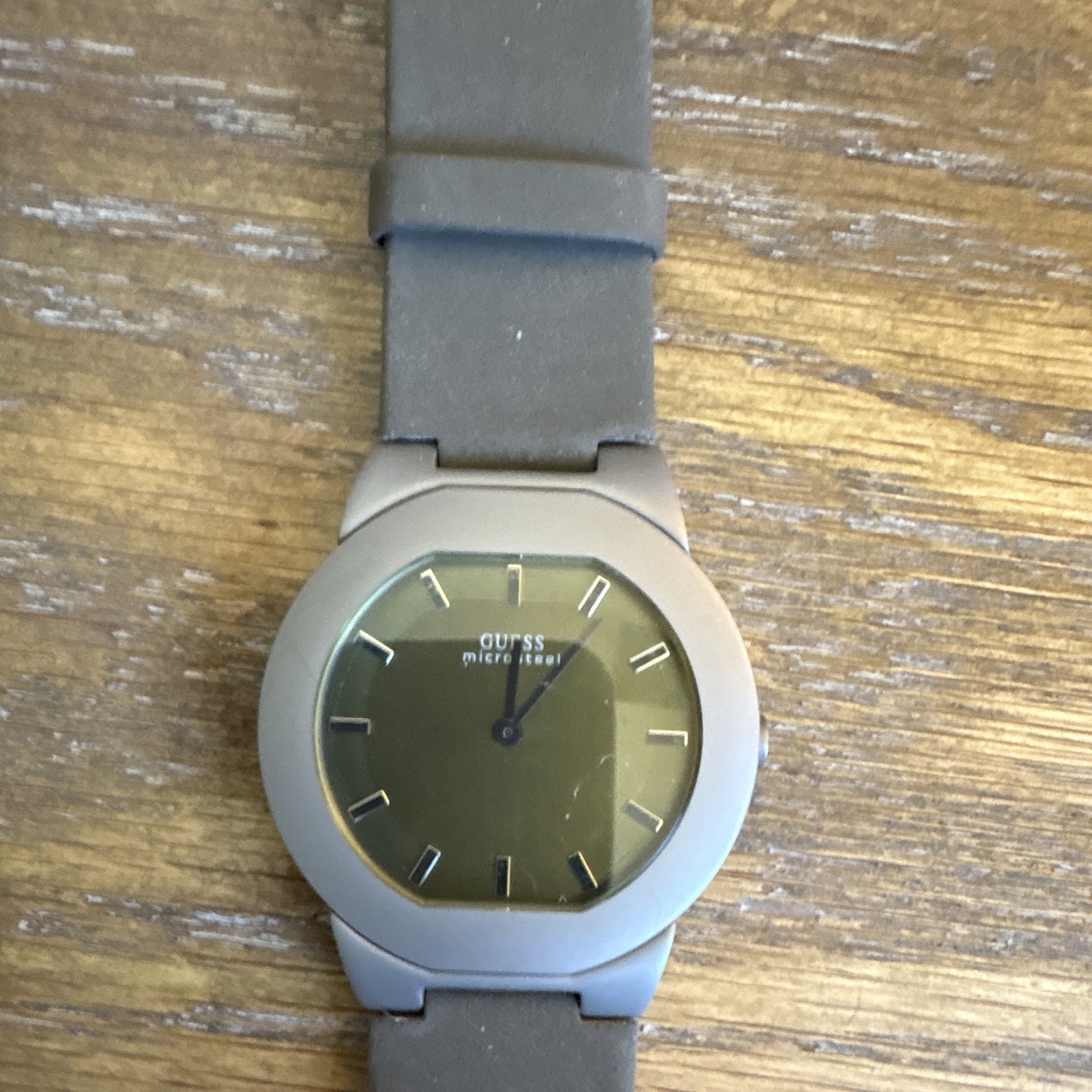 GUESS Women’s Microtec Quartz Analog Watch 28mm Green Dial Gray Leather 30m