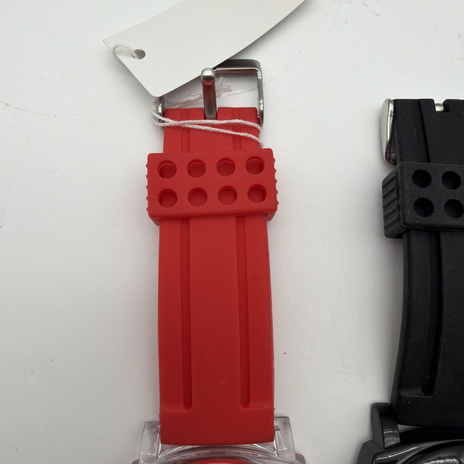 2x TOCS Watches Red and Clear Plastic And Black Quartz Women’s Oversized Watches
