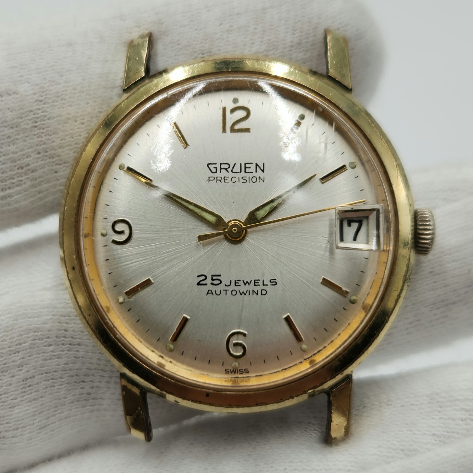 Gruen Precision Men’s Vintage Sunburst Dial Gold Tone Swiss Made Automatic Watch