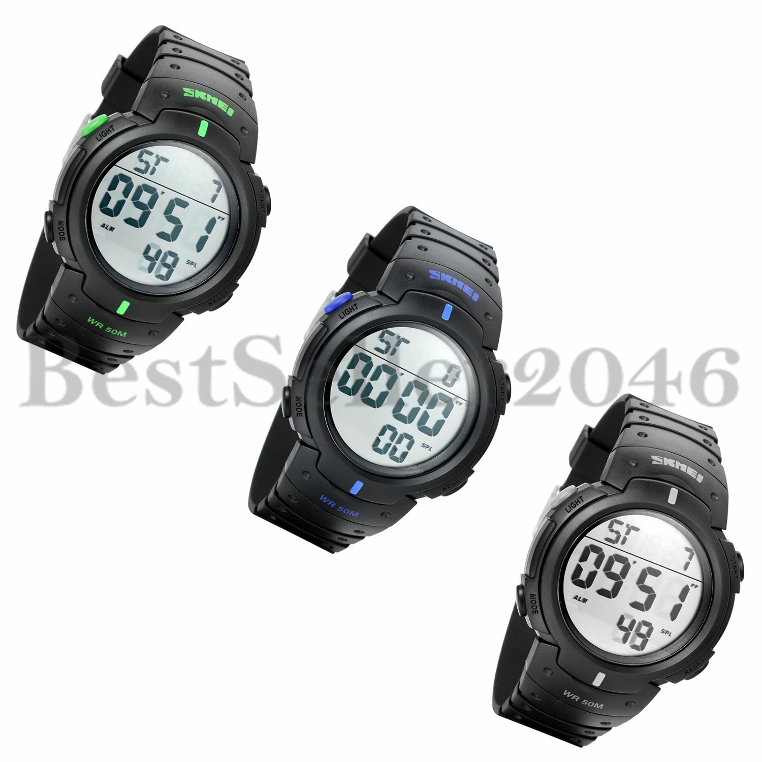 12/24H Dial Date Alarm LCD Digital Student Waterproof Electronic Wrist Watches