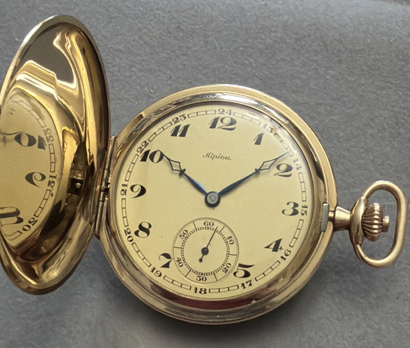 Vintage Alpina Pocket Watch 336 Hunter Case 49mm