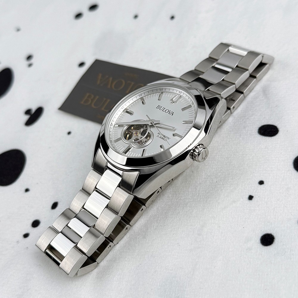 Bulova 96A274 Surveyor Classic 42mm Silver Tone Dial Automatic Men’s Watch