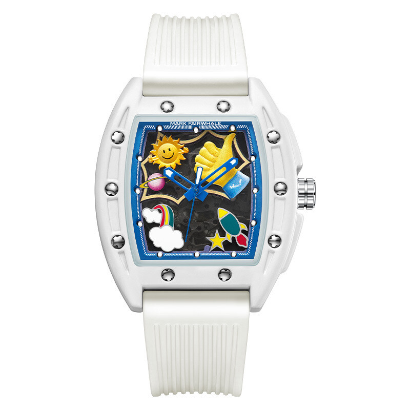 MARK FAIRWHALE Men’s Tonneau Hollow Out Luminous Mechanical Automatic Watch Gift