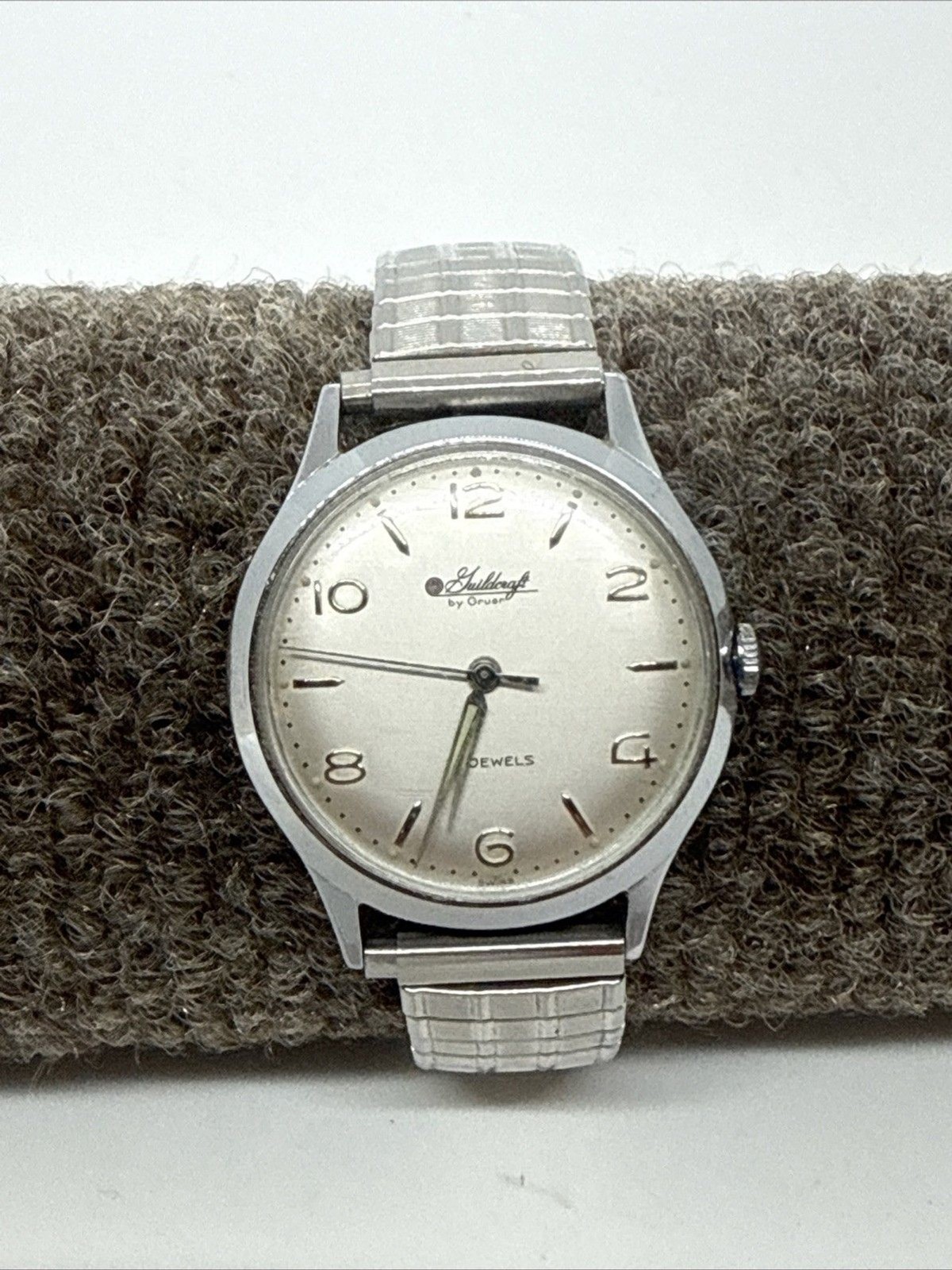 Vtg Guildcraft by Gruen Men Dress 17 Jewels Mechanical Wind 34mm Watch 6 1/2″
