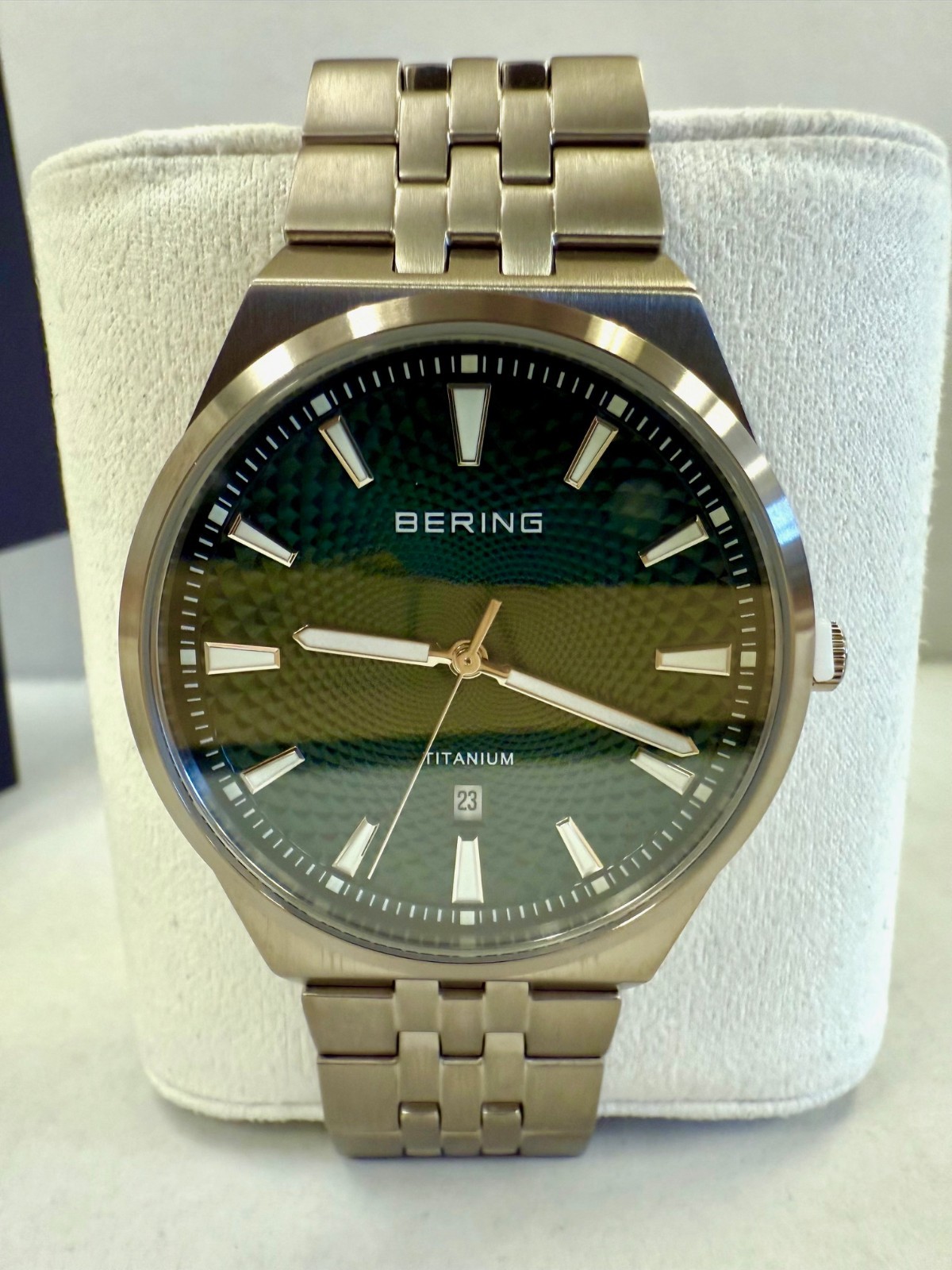 Bering Titanium Green Dial Men’s Quartz Watch, 41mm 16141-708