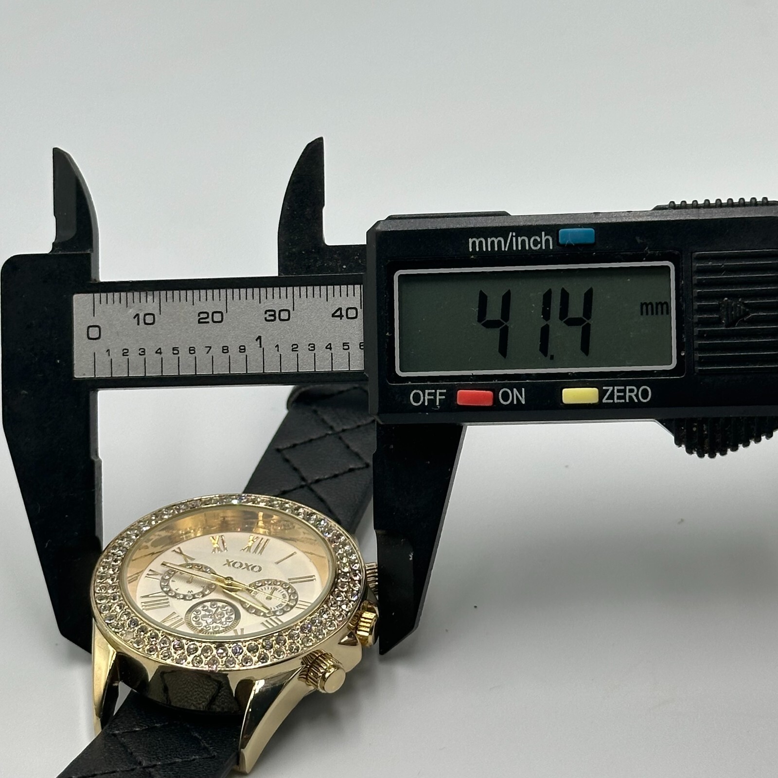XOXO Watch Women Gold Tone Black Quilted Faux Leather Band New Battery 9″