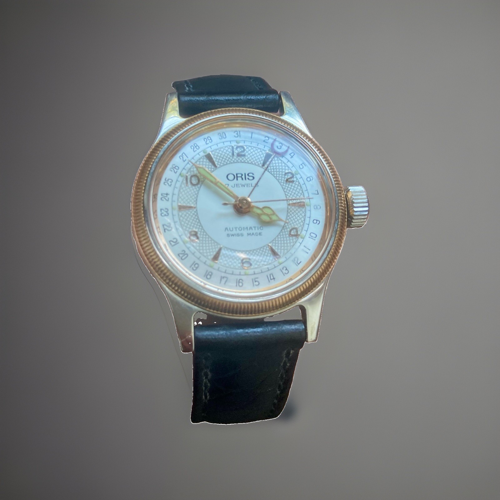 Oris Big Crown Pointer Date Auto Swiss Made White Dial Black Leather Strap