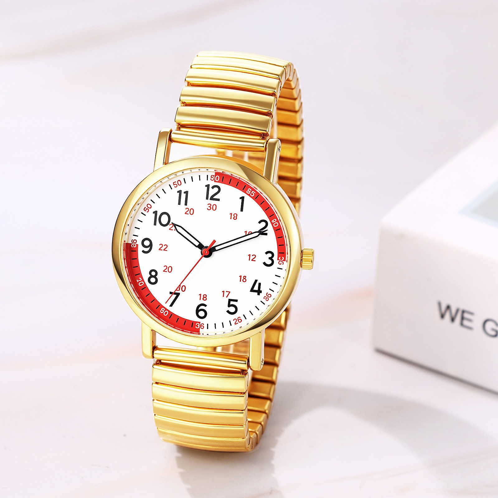 Pulse Calculation Medical Table Easy Reader 24H/12H Dial Elastic Strap Men Women