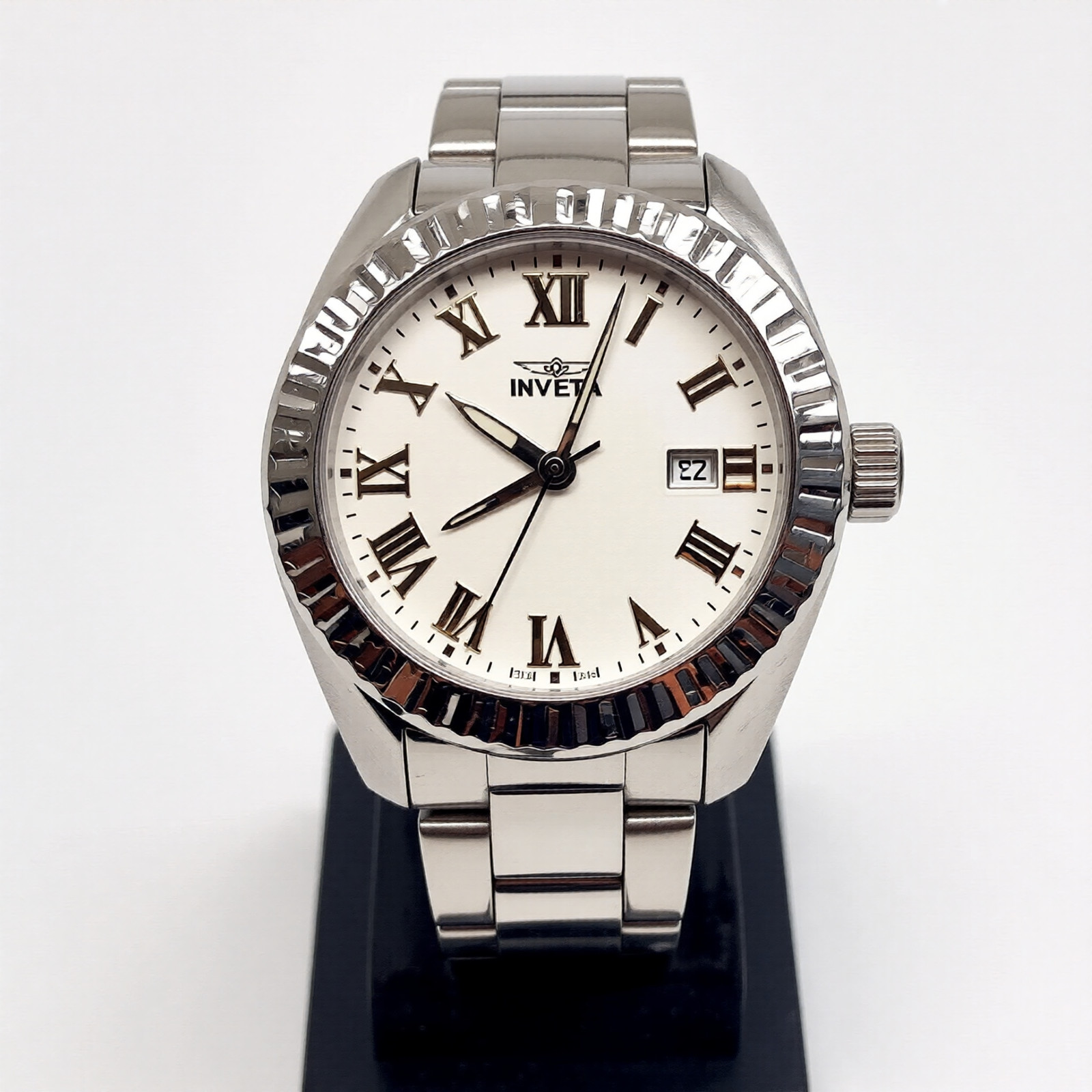 Invicta Women’s Angel 20315 White Mother-of-Pearl Fluted Bezel Watch Brand New