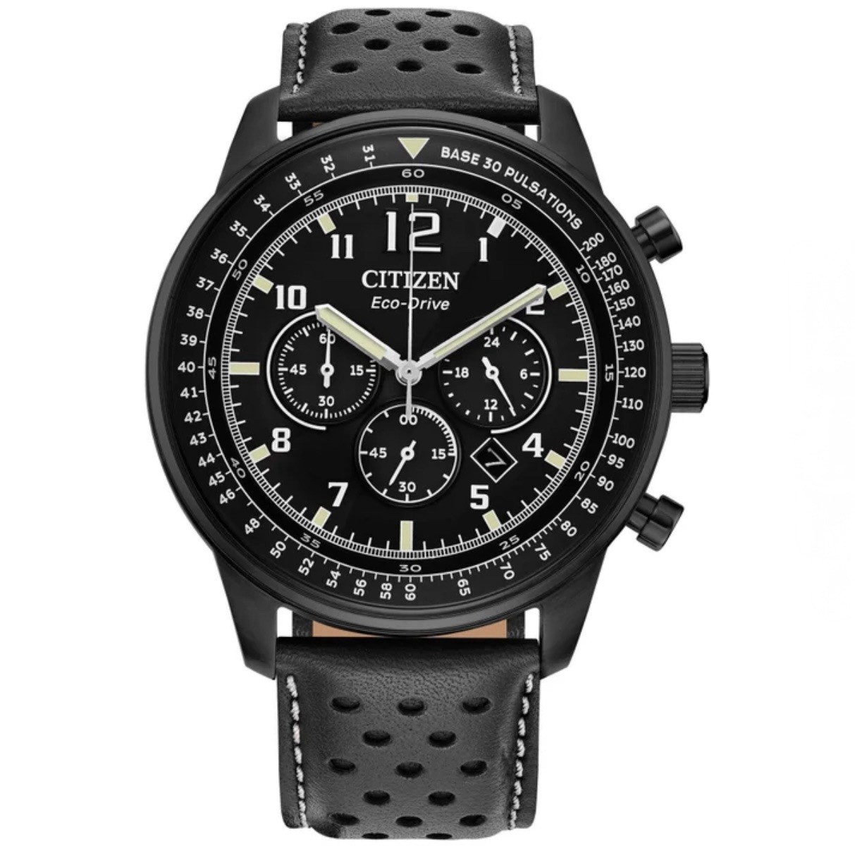 Citizen Eco-Drive Sport Casual Black Gray Mens 44mm Chronograph Watch CA4505-04E