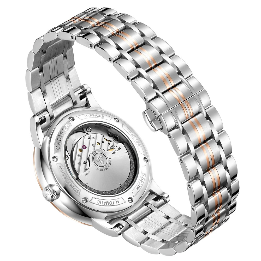 CADISEN Ultra-thin Mechanical Wriswatch Japan MIYOTA 9015 Sapphire Crystal