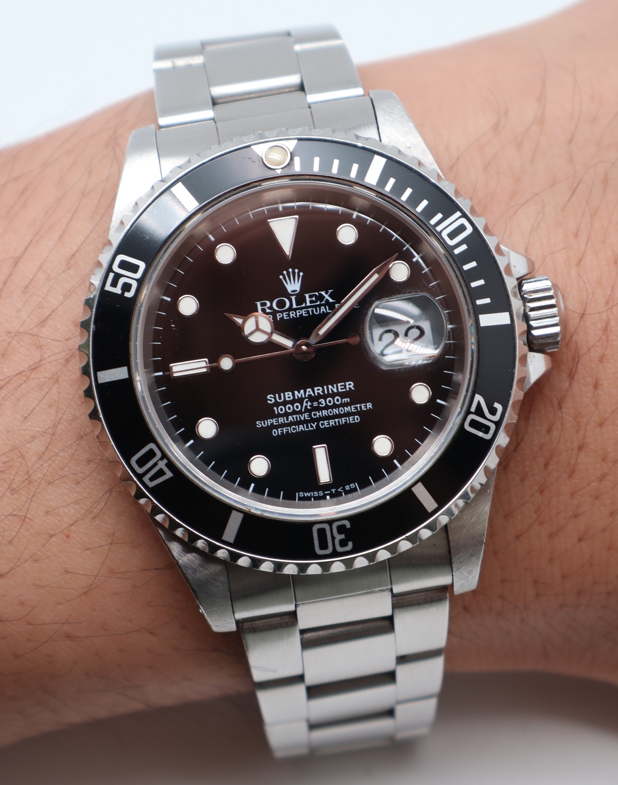 Rolex Submariner Date 40mm Holes Steel None Ceramic Black Dial Watch 16610