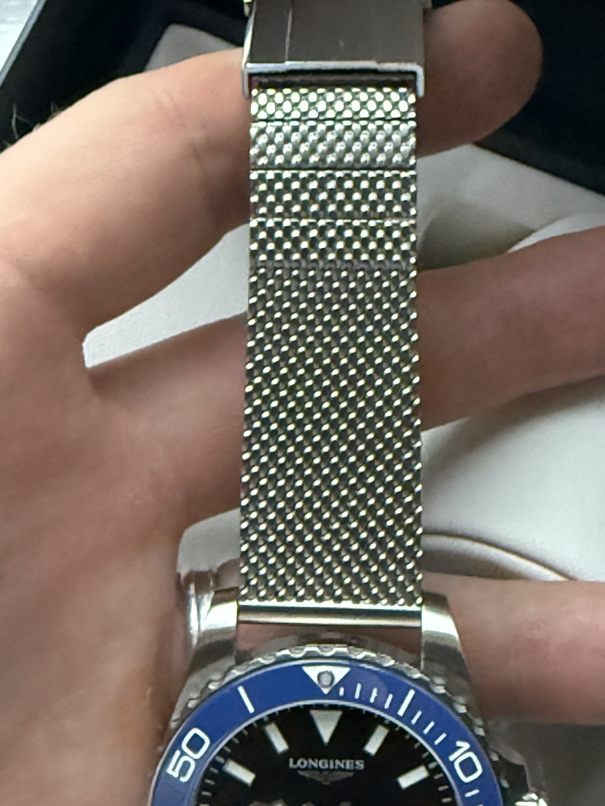 Longines HydroConquest 39mm Automatic Black Dial Blue Bezel Date 300m Box