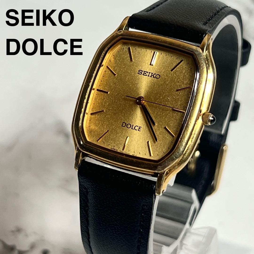 SEIKO Dolce 5E61-5A10 Quartz Mens Watch Gold Dial Octagon New Battery Japan