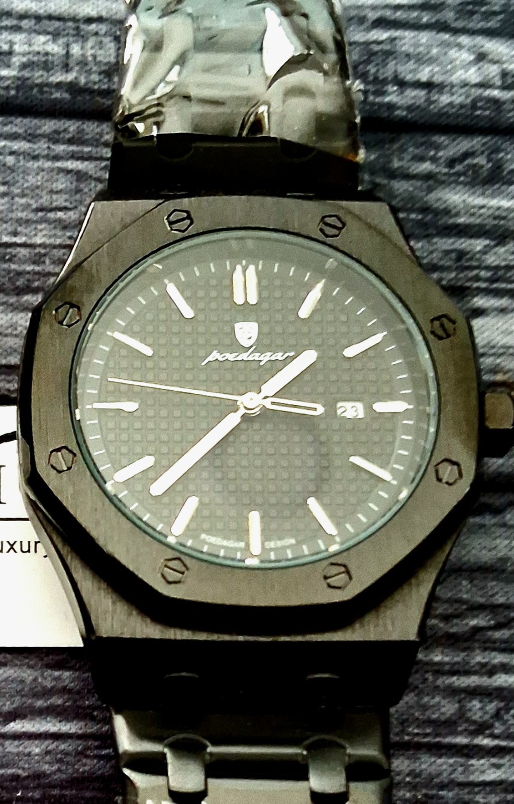 Rare Poedagar Black Sea Guilloché Dial Mens Dress Watch