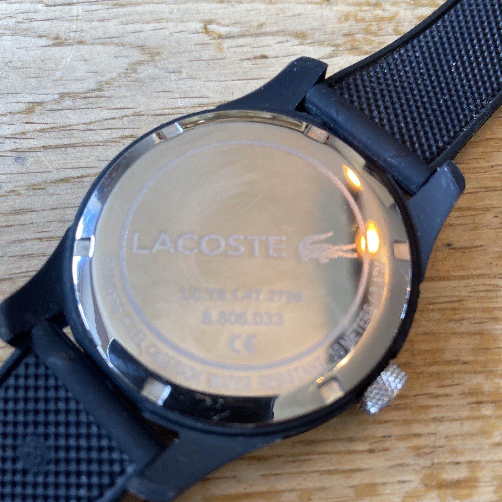 Lacoste Black Blue Dial Quartz Watch LC79.1.47.2788 Rubber Strap Unisex 30m 3ATM