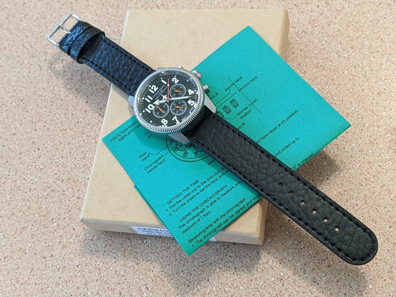 German Air Force Watch Luftwaffe Kampfflieger Combat Pilot Chronograph – 24 hour