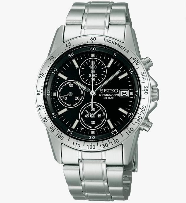 Seiko SND367PC Black Silver Chronograph Quartz Men’s Watch