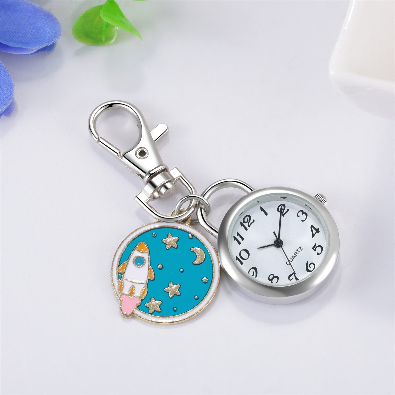 Space Star Charm Keychain Key Ring Watch Outdoors Backpack Belt Clip On Watches