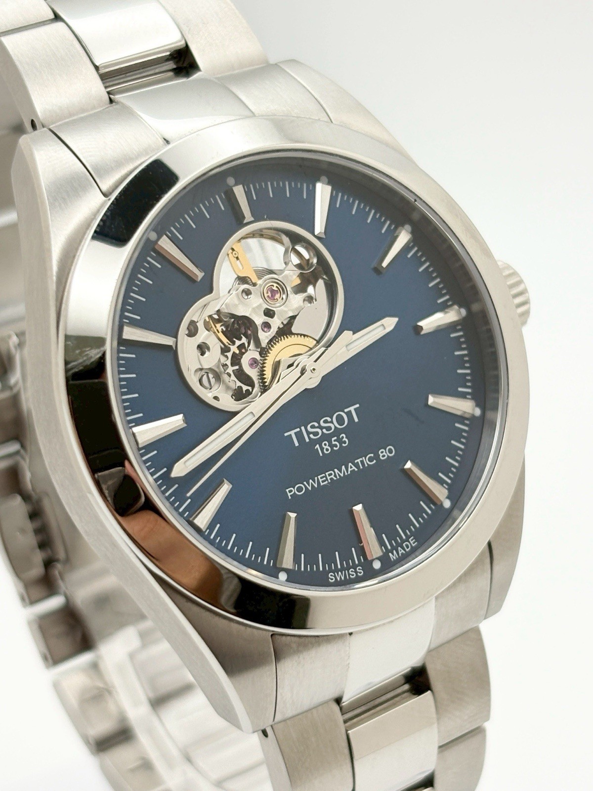 Tissot Gentleman Powermatic 80 Open Heart 40mm Blue Dial Watch T1274071104101