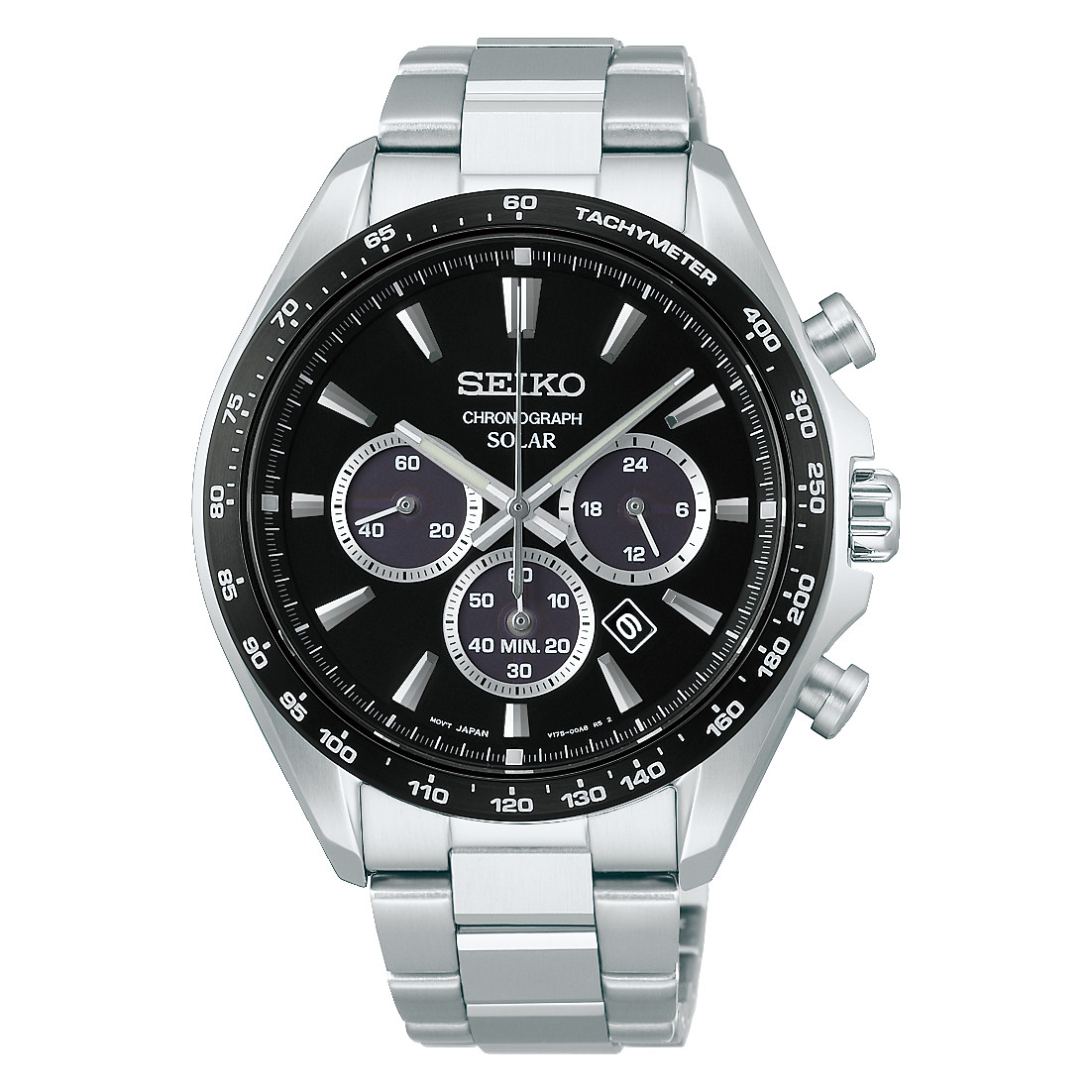 Seiko Selection SBPY185 Panda Black Chrono Solar Analog Men Watch Brand New Box