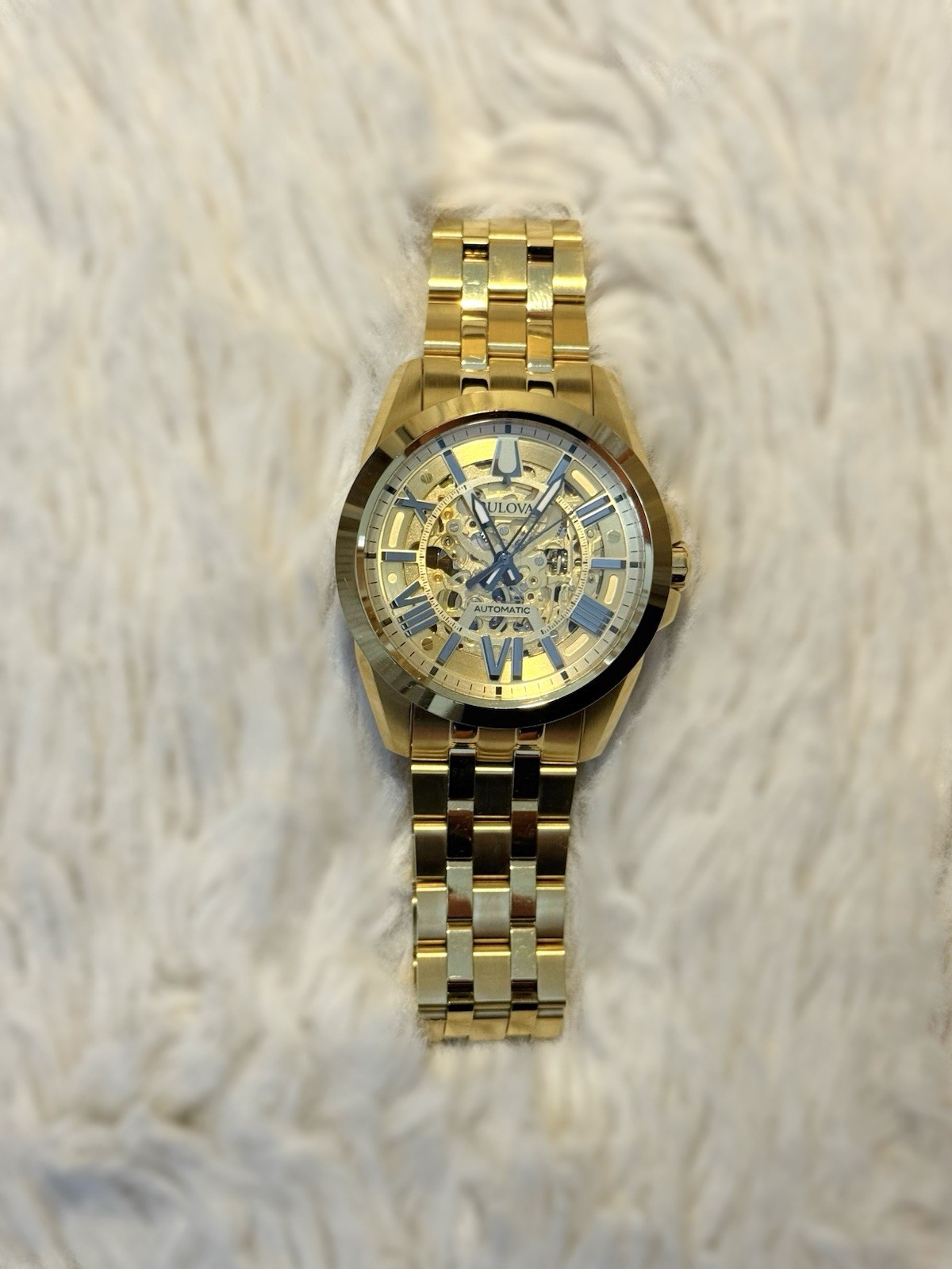 Bulova Sutton Classic Automatic Men’s Gold Stainless Steel Watch 43 MM 97A162