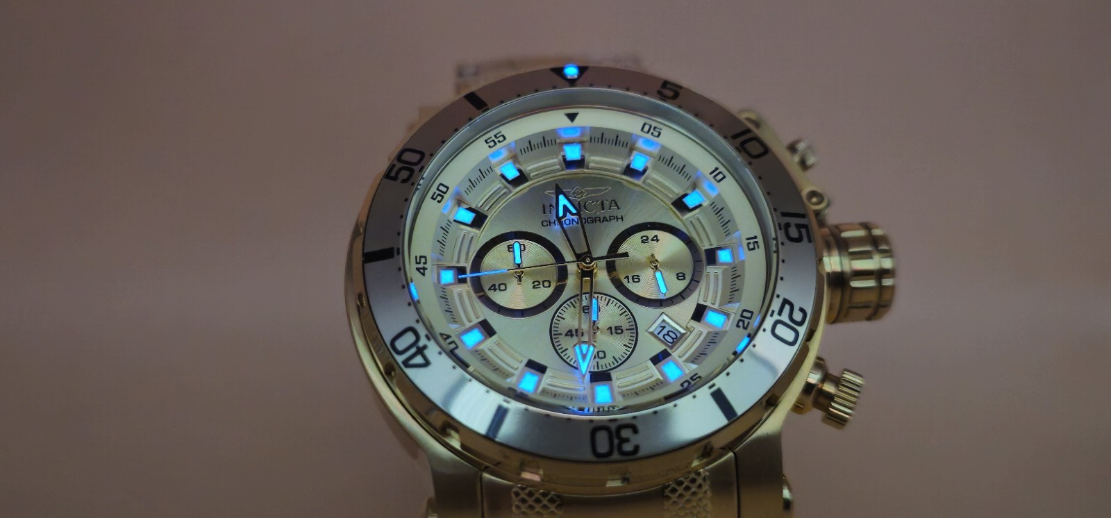 Invicta Coalition Forces Night Hawk Men’s 52mm Triple Gold Chrono Watch (49226)