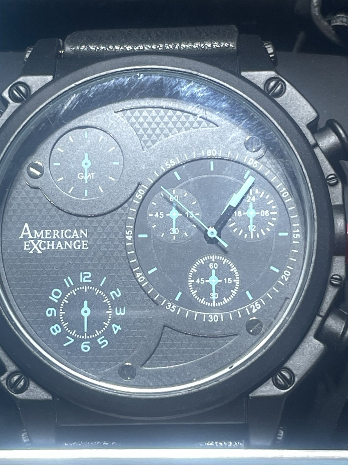 Men’s American Exchange GMT Watch Gift Set In Black New In Box