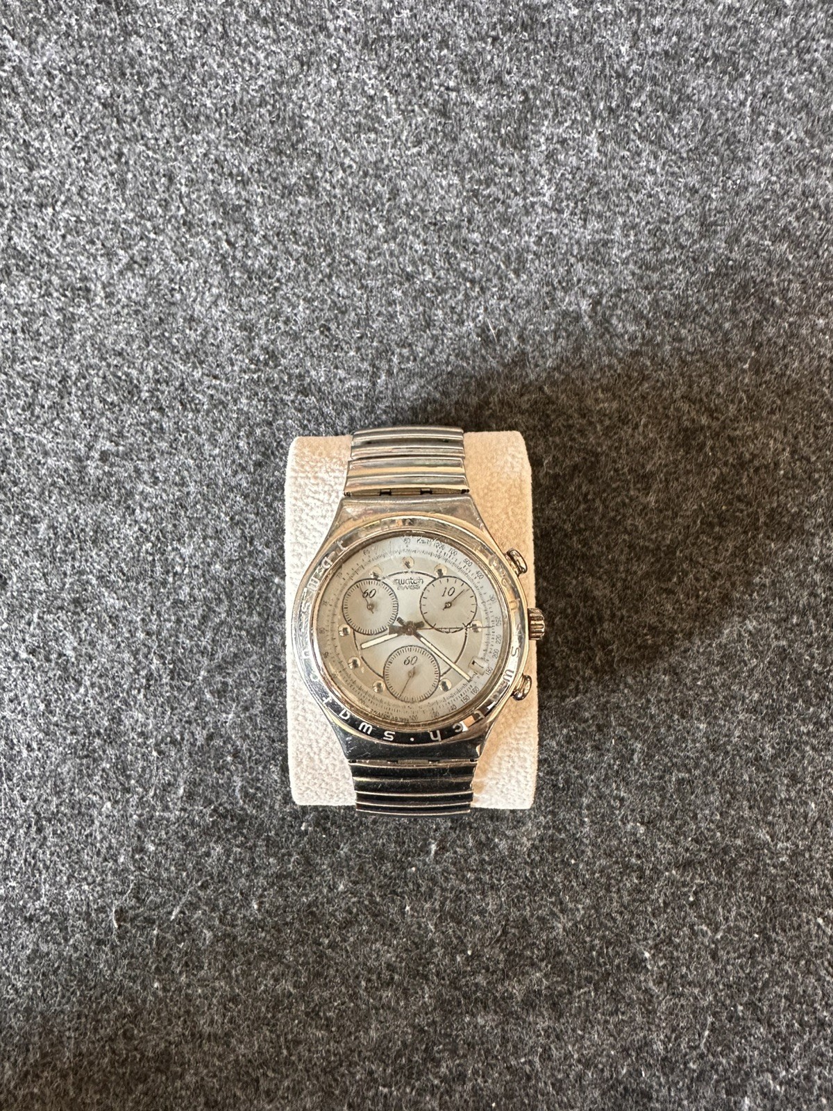SWATCH AG 1996 IRONY CHRONOGRAPH WATCH WITH STAINLESS STEEL STRAP – VINTAGE FAIR