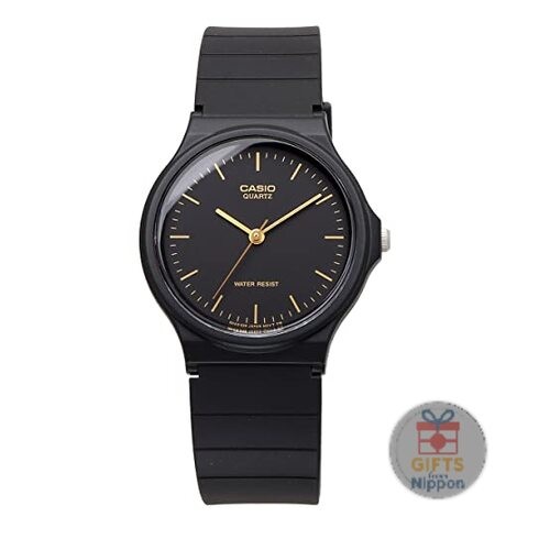 Casio MQ-24-1EL Quartz Analog Watch Black Gold Resin Case Urethane Band New
