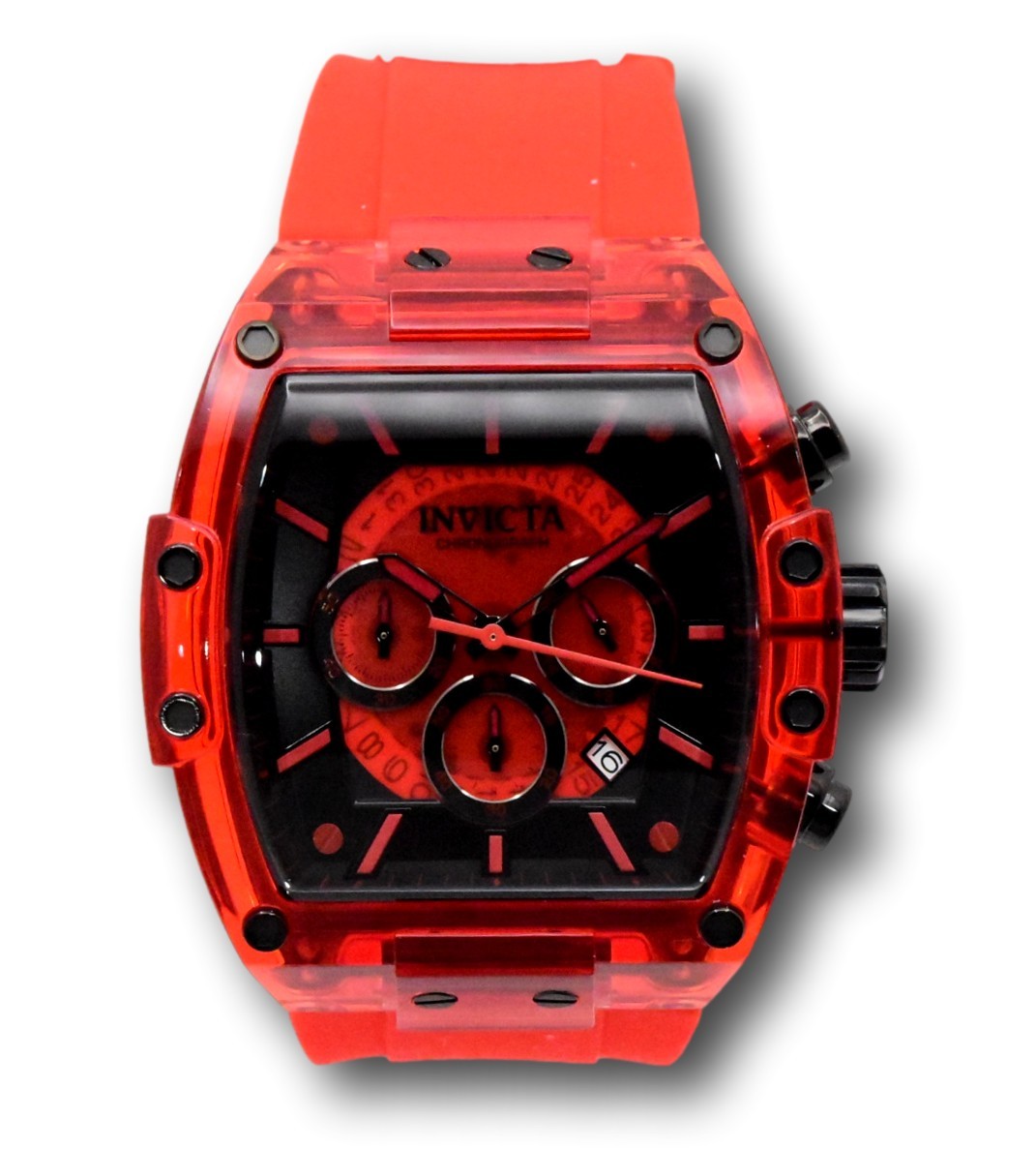 Invicta S1 Rally Diablo Men’s 48mm Clear Red Anatomic Dial Chrono Watch 44352