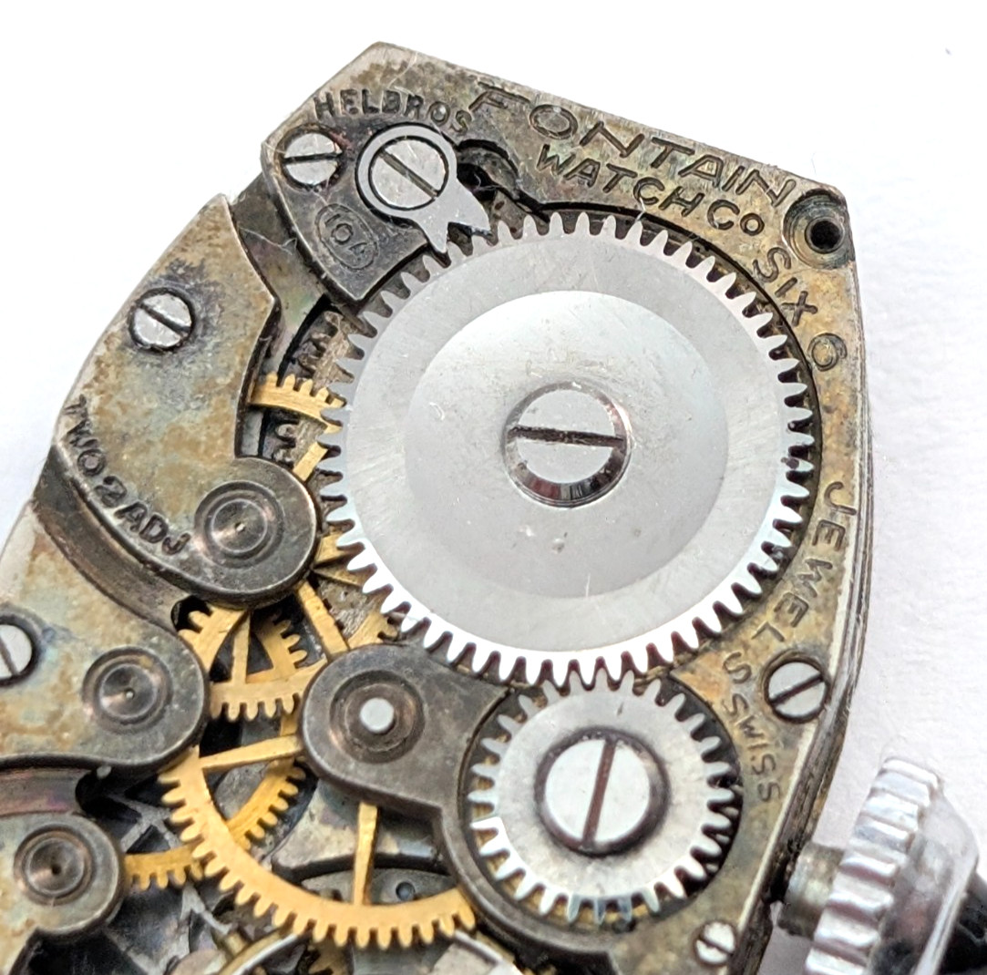 Vintage FONTAIN Helbros 10A 6j Art Deco Ladies 15mm Watch Movement PARTS REPAIR