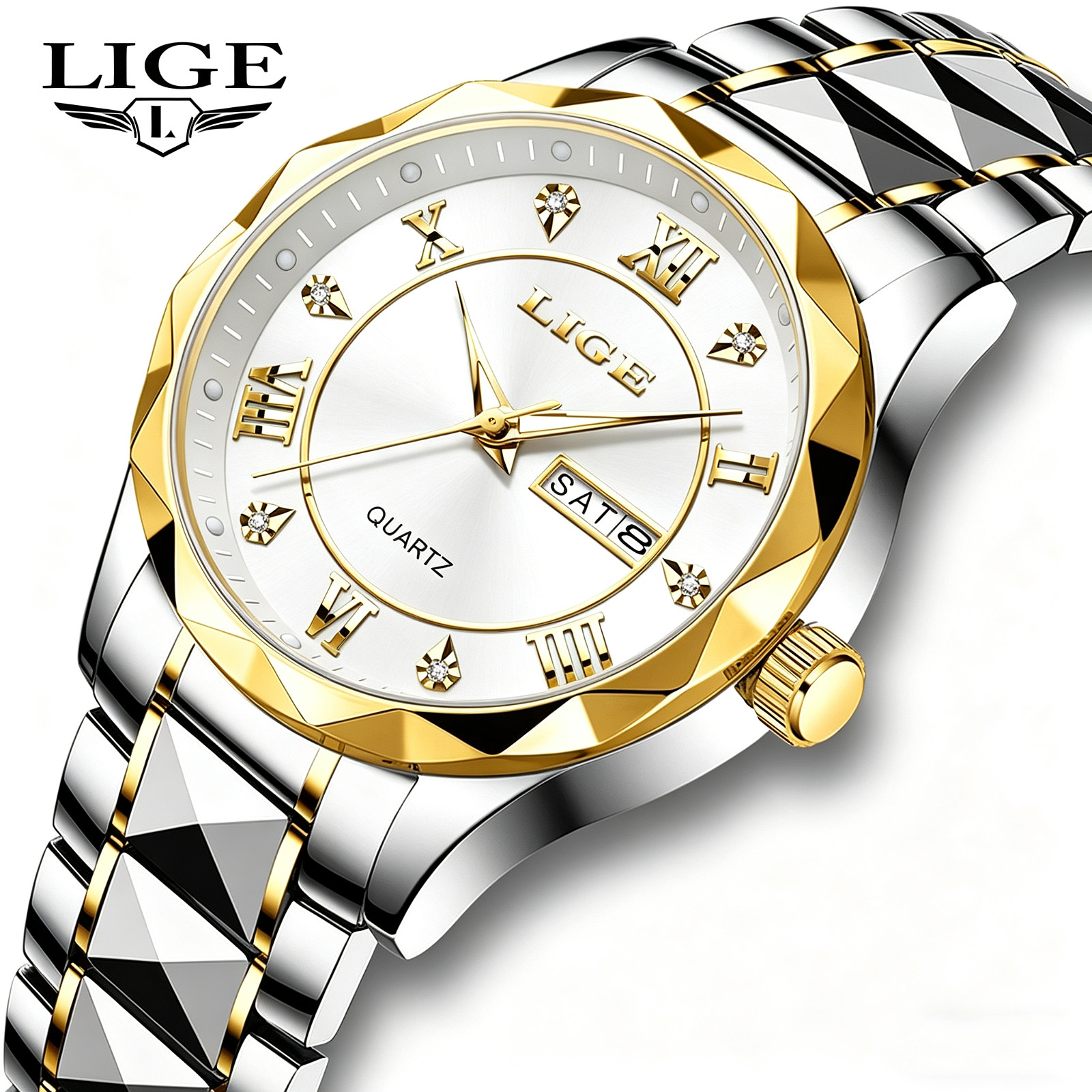 2026 Men Watch Quartz Calendar Stainless Steel Waterproof Luminous Wristwatch