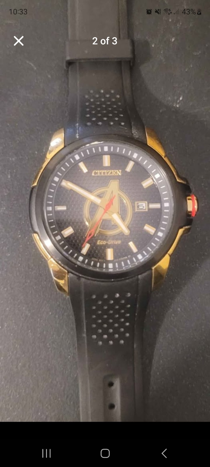CITIZEN Eco-Drive Marvel Avengers Men’s Watch Gold Tone Date 44mm