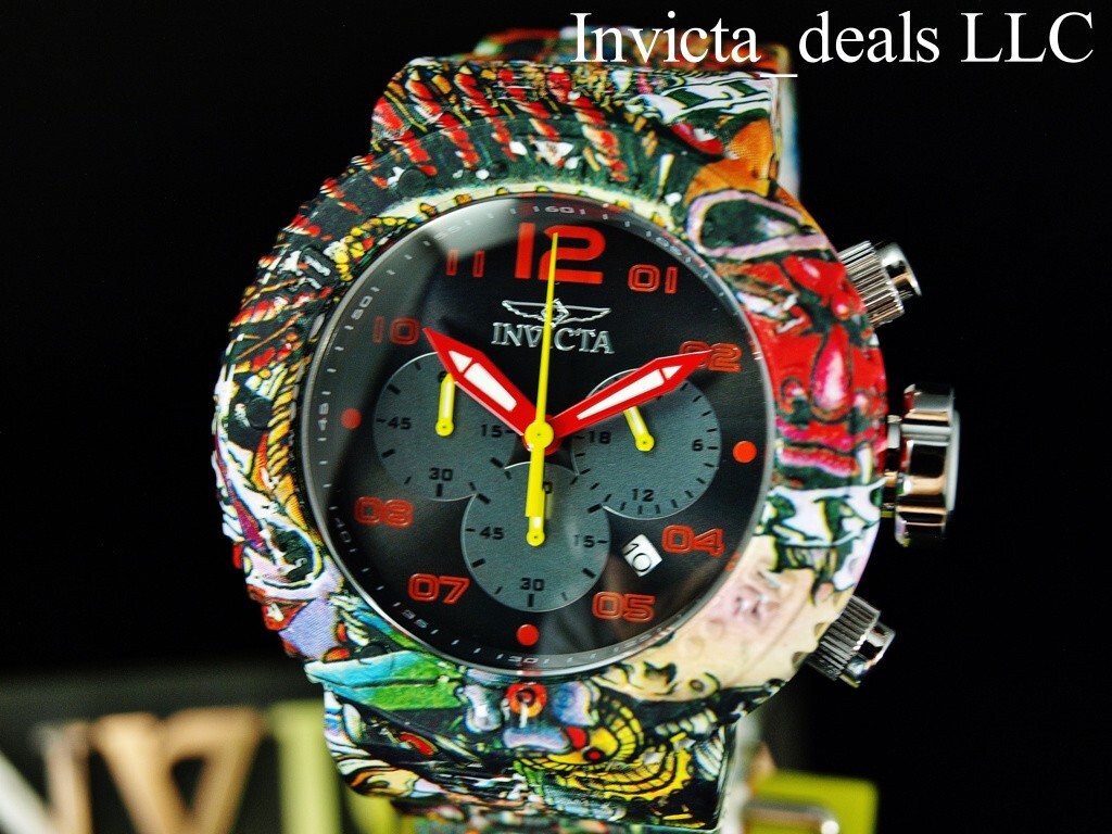 Rare Invicta Men’s 52mm GRAND Pro Diver GRAFFITI Chronograph HYDROPLATED SS Watc