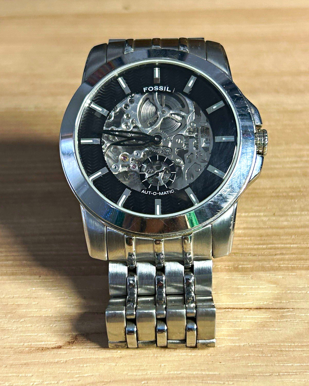 Fossil ME1027 Automatic Self-Winding Skeleton Dial SS Bracelet 45mm 50m