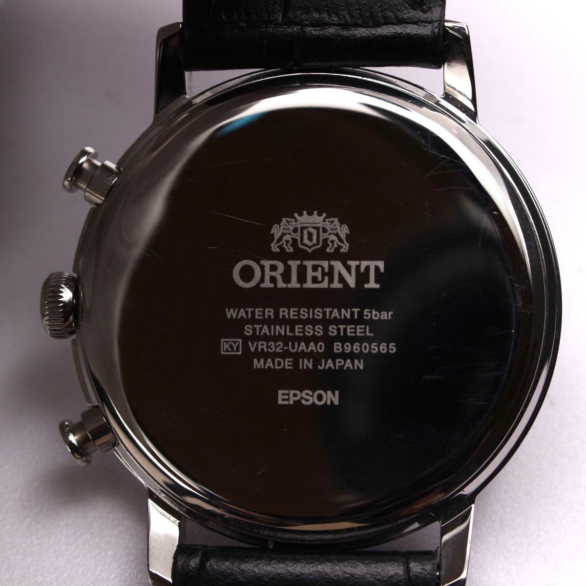 ORIENT VR32-UAA0 Chronograph Quartz White Dial Japan Men’s Watch Leather