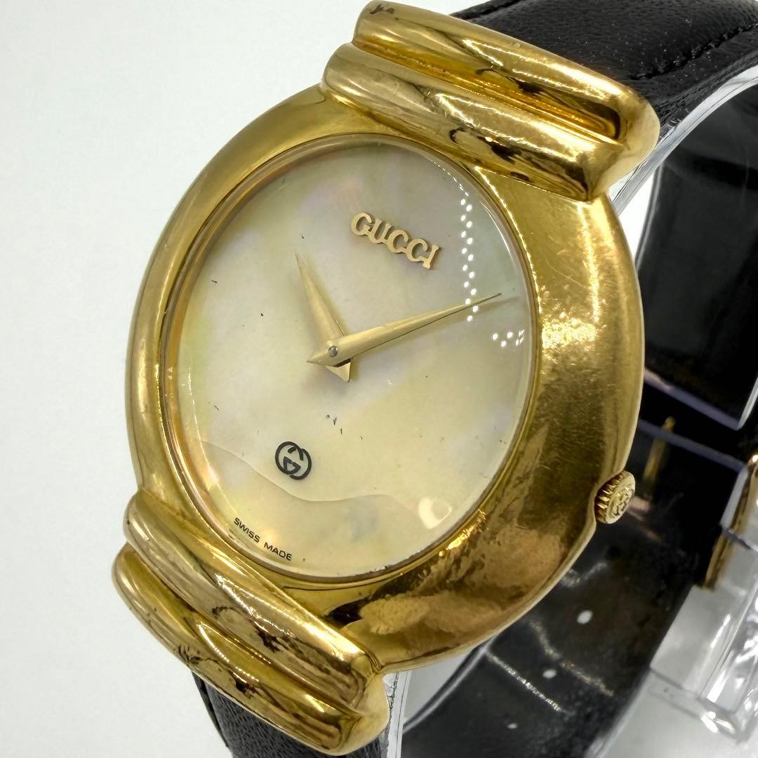 Gucci 5300M Men’s Watch Shell Dial Gold Quartz Japan Working 07413